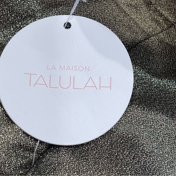 La Maison Talulah Golda Ruffle Mini Dress Black Gold Sparkle Glitter Small New - Picture 15 of 16